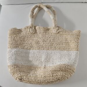 Altru Made For Good Woven Paper Straw Tote Bag in Natural and White